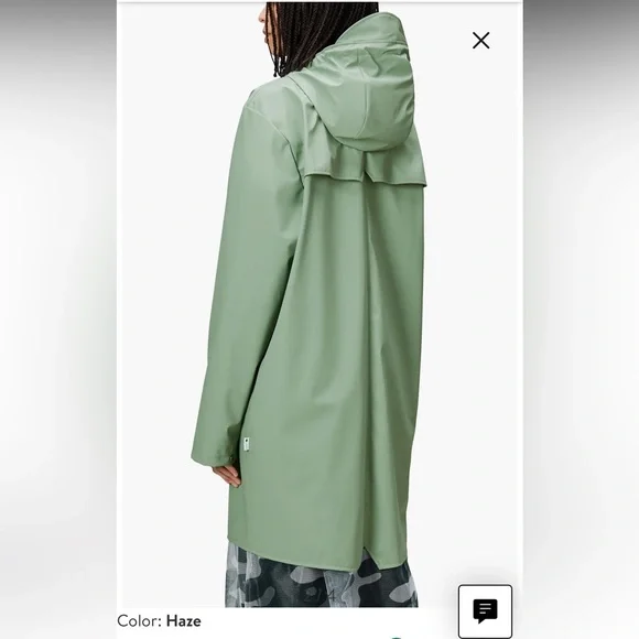 Rains long jacket dusty mint sale